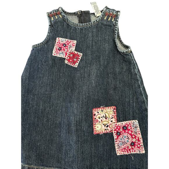 Vintage Y2K Baby Gap Paisley Patchwork Denim Dress Romper size 12-18 months - Picture 2 of 6